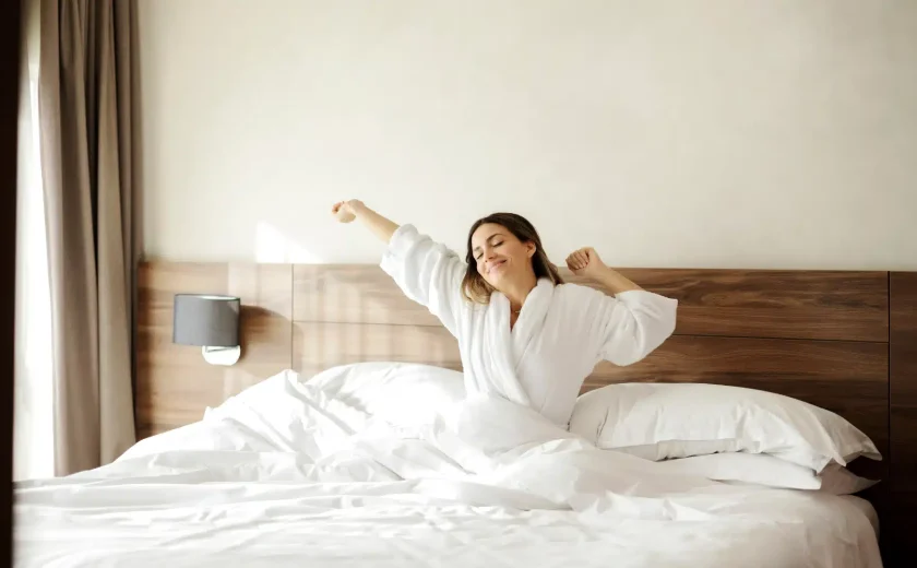 sad woman on the bed